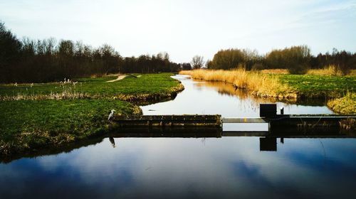 Scenic view of lake against sky