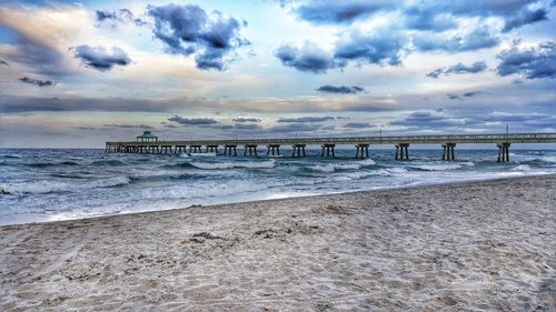 Scenic view of sea against cloudy sky