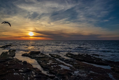 Scenic view of sea against sky during sunset
