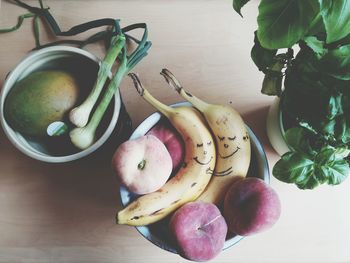 High angle view of fruits on table