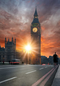 View of clock tower at sunset