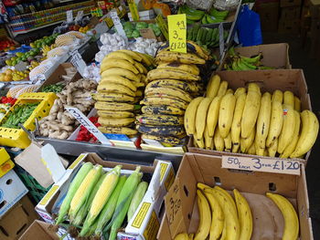 Various fruits for sale at market stall