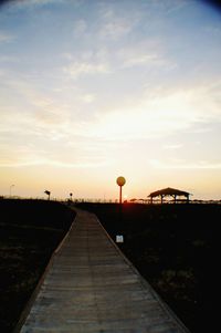 Hot air balloon against sky at sunset