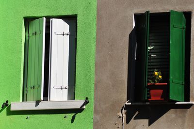 Open door of building