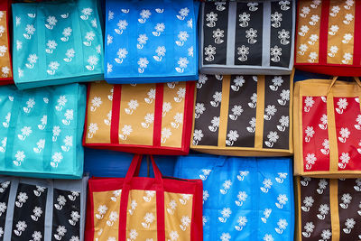 Close-up of multi colored bags