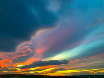 Low angle view of dramatic sky during sunset