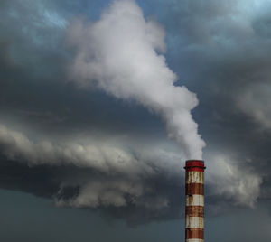 Chimney with smoke in the industry, pollution and climate change