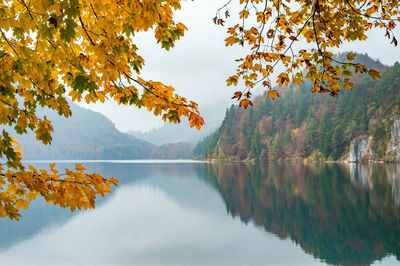 Scenic view of lake against sky during autumn