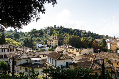 High angle view of townscape against sky