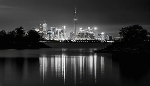 Illuminated city at night