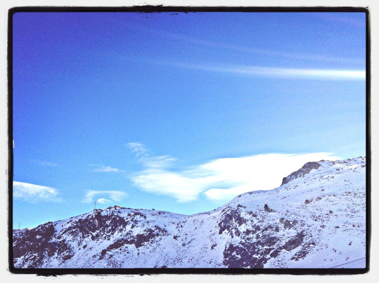 snow, transfer print, winter, cold temperature, blue, mountain, sky, auto post production filter, tranquil scene, scenics, season, beauty in nature, tranquility, weather, snowcapped mountain, nature, mountain range, cloud - sky, covering, landscape