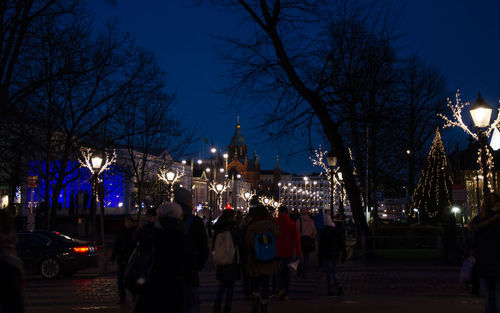 Illuminated street light at night