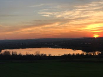 Scenic view of silhouette landscape against sky during sunset