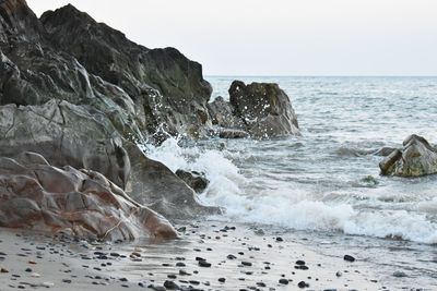 Scenic view of sea against clear sky