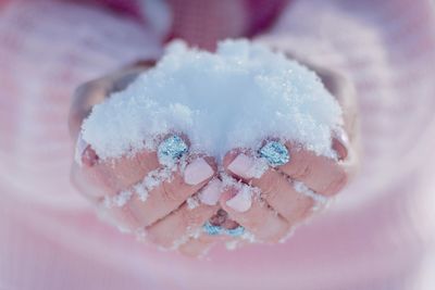 Close-up of ice cream in snow