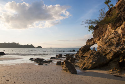 Scenic view of beach against sky