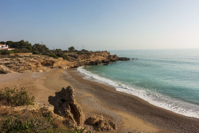 Scenic view of sea against clear sky