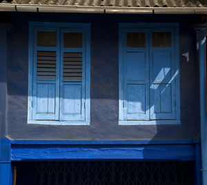 View of blue window