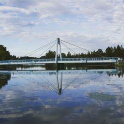 Bridge over lake against sky