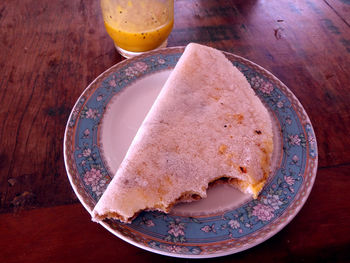 Close-up of dessert in plate on table