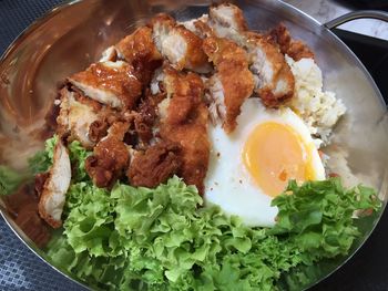 Close-up of food served in utensil