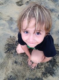 Close-up portrait of child in summer