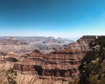 Aerial view of landscape against clear sky