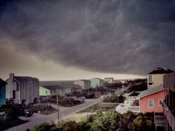 City against cloudy sky