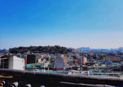 Built structures against clear sky