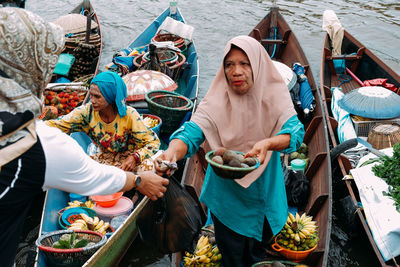 Friends enjoying in a market