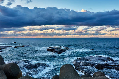 Scenic view of sea against sky during sunset