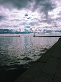 Scenic view of sea against cloudy sky