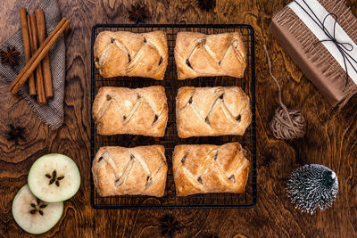 High angle view of breakfast on table