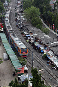 High angle view of traffic on road