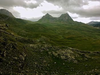 Scenic view of mountains against sky