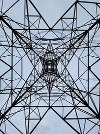 Directly above shot of electricity pylon against clear sky
