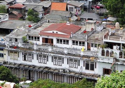 High angle view of residential buildings