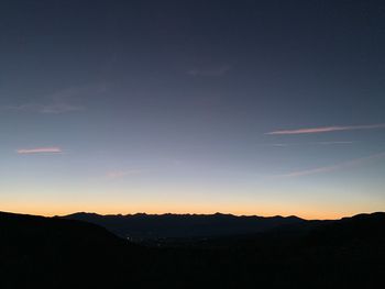 Silhouette landscape against sky during sunset