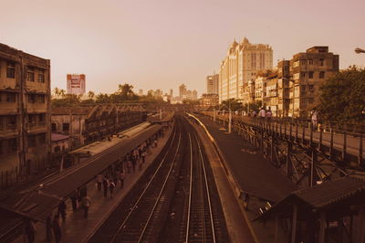 Railroad tracks in city