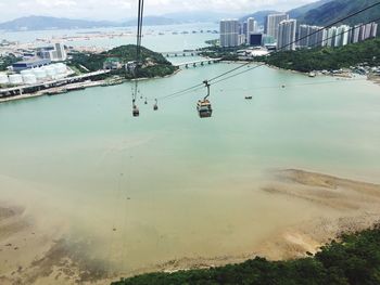 High angle view of buildings in lake