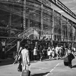 Woman standing in city