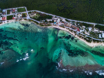 High angle view of mahahual reef