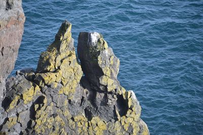 High angle view of rocks in sea