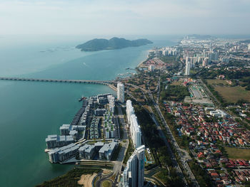 Aerial view the light condo near penang bridge.