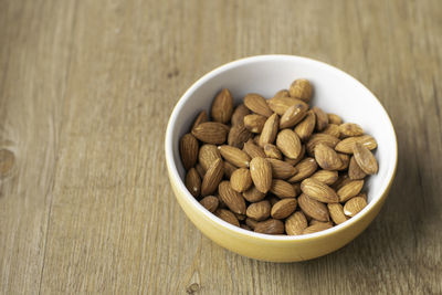 High angle view of breakfast in bowl on table