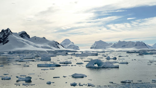 Iceberg and mountains at paradise bay