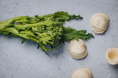 High angle view of food on table