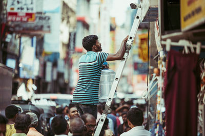 People on street in city