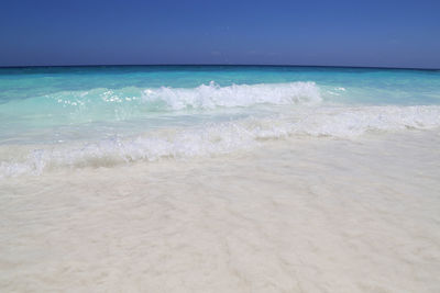 Scenic view of sea against clear sky