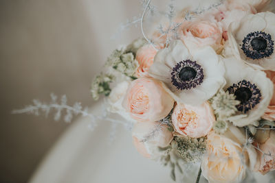 High angle view of white roses